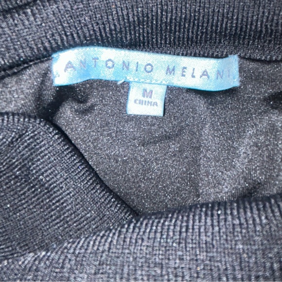 Antonio Melani Amhurst Rib Knit Matte Jersey Black Turtleneck Dress BodyCon Sz M - Picture 5 of 10
